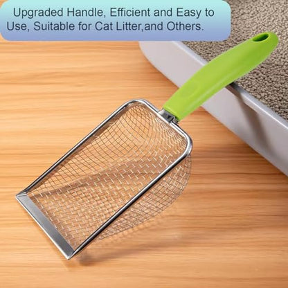 3PCS Cat Litter Scoop, Reptile Stainless Steel Fine Mesh,Litter Cleaner Corner Scoop Sand Sifter (Black-Green-Red) - color: Black-Green-Red