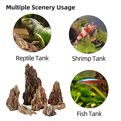 Dragon Stone Natural Aquascaping Rock 16lb Planted Aquarium Decor | Ohko-style texture; planted, shrimp, terrarium - size: 01 Dragon(Ohko) Stone(2-8inch,16lbs)