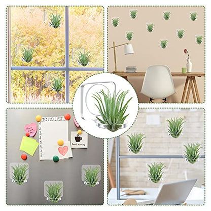 Jetec 12 Pcs Acrylic Air Plants Holder Hanger Air Plant Live Holders with Mounting Tape for Hanging Plants Glass Display Home Office Decoration