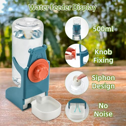 Rypet No-Mess Bird Feeder and Water Dispenser Set for Small Birds | Automatic Bird Feeder, Transparent Acrylic Food Container, Helps Reduce Seed Scatter, for Parakeet Cockatiel Parrot Canary - color: A80 Green Feeder + Drinking Bottle