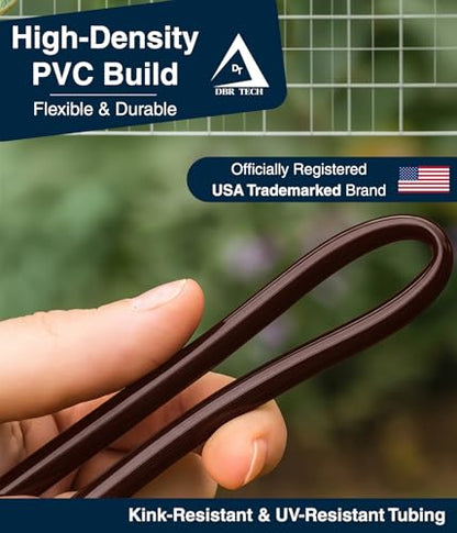 DBR Tech® 1/4 Drip Irrigation Tubing, 200 Feet, Flexible PVC Plastic Drip Irrigation Hose for Gardening, Misting, Hydroponics and DIY Landscape Garden Projects, Blank Distribution (200ft, Brown) - color: Brown, size: 200ft