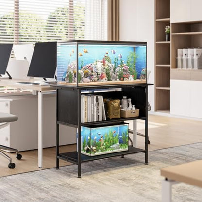 APPOLYN 40-50 Gal 3-Tier Aquarium Stand Fish Tank Stand, Black | 36.6"Lx18.9"Wx31.5"H, Heavy Duty Metal Frame, Turtle Reptile Terrarium Tank Stand, Living Room, Reception Room, Office - color: Black, size: 40-50 Gallon