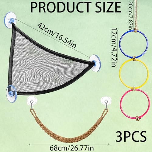 3PCS Snake Enrichment, Snake Enclosure Accessories, Reptile Habitat Accessories with Jute Rope and Black Mesh Hammock, Cage Climbing Structures for Environmental