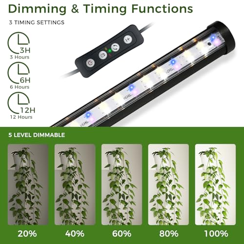 Grow Lights for Indoor Plants with Timer, 192 LEDs 42W Vertical Full Spectrum Grow Light 65 Inch Standing Grow Lights 3 Light Modes 5-Level Dimmable Wide Coverage - color: 1PC
