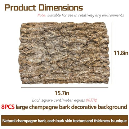 Hamiledyi 8PCS Cork Terrarium Background 15.7x11.8in Natural Large Cork Bark Backdrop Reptile Climbing Mat Tank Habitat Decor for Spider Lizard Chamelon Turtle Beared Dragon - size: 8PCS-15.7x11.8in