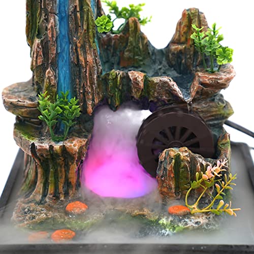 Indoor Fountain Rockery Tabletop Fountain with an Atomizer Elaxation | Water Feature Meditation Desktop Fountains for Home Office Decor or Gift 7.9''L x 7''W x 10.6''H with LED Light