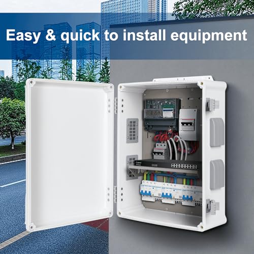 Namunanee Outdoor Electrical Junction Box, ABS Water Resistant Enclosure with Internal Mounting Panel & Hinged Cover (16.5" H x 12.6" L x 6.1" W) - size: 16.5"H x 12.6"L x 6.1"W & Standard