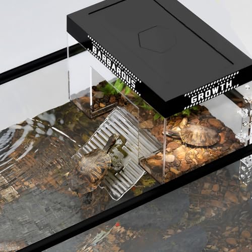 Turtle Topper Basking Platform, Acrylic Turtle Ramp, Transparent Aquatic Reptile Ramp Dock, Land Elevated Topper Decor, Slider Hanging Habitat Enclosure Cage for Aquatic Turtles Transparent
