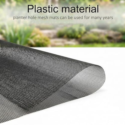 20 Pcs Drainage Mesh for Plant Pots, Mesh for Plants | 12 x 8 Inch Plastic Screen Meshs Pads, Prevents Soil Leakage (Black)