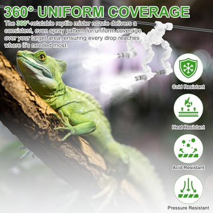 M METERXITY Reptile Mister Nozzles, 0.2mm Pore Copper 1/4" Four-Head Reptile Misting Spray Nozzle with filter Plug for Terrarium/Vivarium, 360 Degree Adjustable Nozzle [White]