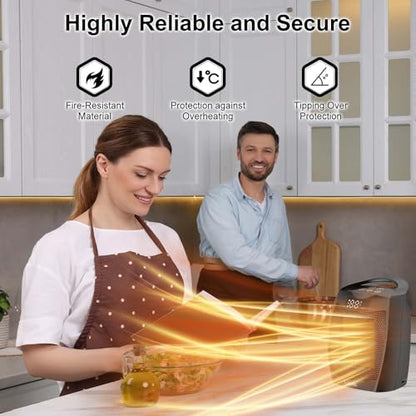 Portable Ceramic Space Heater 1500W, Fast Heating, Digital Display with Touch Controls, Built-in Handle, Overheat and Tip-Over Protection, Ideal for Home, Bedroom, and Office Heating
