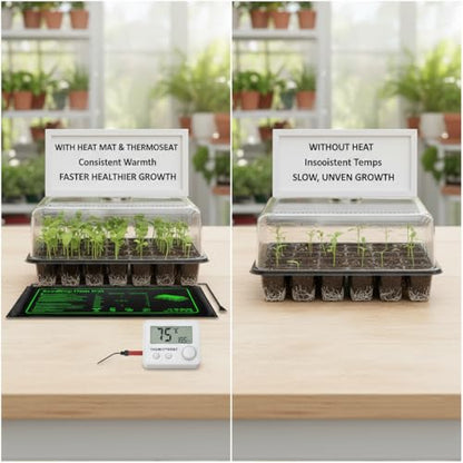 2 Pack Seedling Heat Mat with Thermostat for Plants Seed Starting,10"x20.5" | Temp-Adjustable, Improve germination rate, Stable evenly heat, temperature range 70- 95°F(21-35°C),Waterproof, Fit 1020 Tray - size: 10×20"-2P--Adjustable
