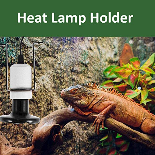 Reptile Ceramic Heat Lamp Holder Pet Heater Bracket for Heat Lamp Bulb 300W(Bulb Not Included)