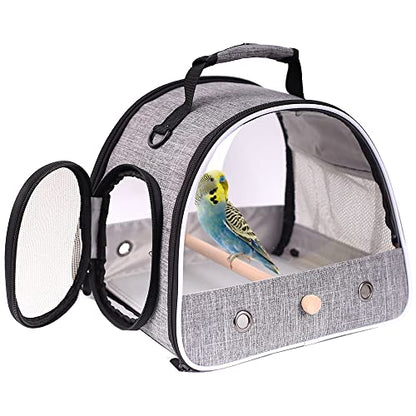 Small Bird Travel Carrier, Portable Bird Travel Cage for Parakeet, Parrot, Budgie, Guinea Pig, Bearded Dragon Reptile Carrier for Hiking Vet Visit Bicycle Ride (Grey) - color: Grey