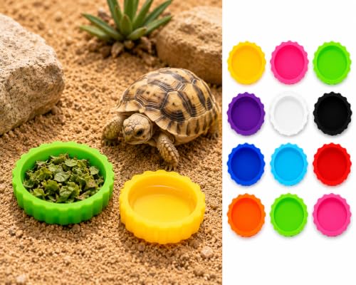 12pc Multicolor Crested Gecko Food & Water Feeding Cups, Small Pet Dish Set