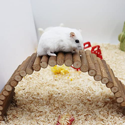 Rat Ladder Bridge, Wooden Hamster Climbing Ladder Toy, Small Animals Cage Accessories for Bird Parrot Hamster Mouse Rat Sugar Glider Hermit Crab Sugar Glider Chinchilla(23.62x3.14 Inches) - color: Willow Wood