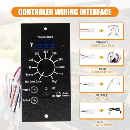 Digital Pro Controller for Traeger Wood Pellet Grills, Replacement Parts Kit BAC365 Thermostat Control Panel with 2PC Waterproof Meat Probe and 7" RTD Temperature Sensor Smoker Accessories - style: BAC365 Controller Kit
