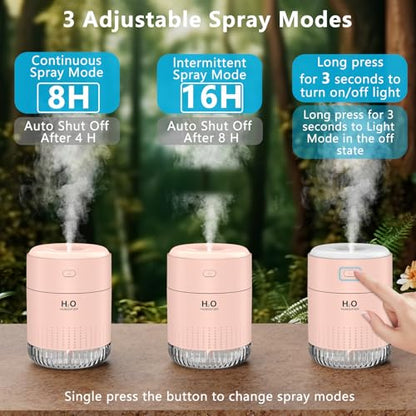 SZO Plant Humidifier Indoor, 500ml Soft Pink with Colorful Lights | Small Humidifiers for Plants, Travel, Bedroom, Office Desktop, Baby Room - color: Soft Pink 2.0