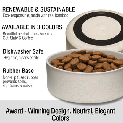 Loving Pets - Dolce Bamboo - Eco-Friendly Pet Bowls & Dishes for Dog, Cats, Puppy Food and Water Dish -Sustainable and Dishwasher Safe, Made with Real Bamboo (Medium, Oat-Beige) - color: Oat Beige, size: Medium Dish