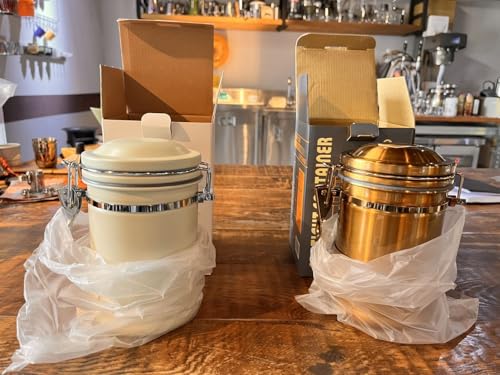 PRINCE G Airtight Coffee Canister, Light-Blocking Stainless Steel Coffee Storage Container with Scoop, 260g Coffee Bean Storage Jar, Bronze - color: Bronze