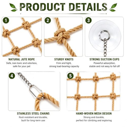 Snake Climbing Net, Natural Jute Rope Decor, Snake Tank Supplies, Reptile Hammock for Terrarium, Geckos, Bearded Dragons