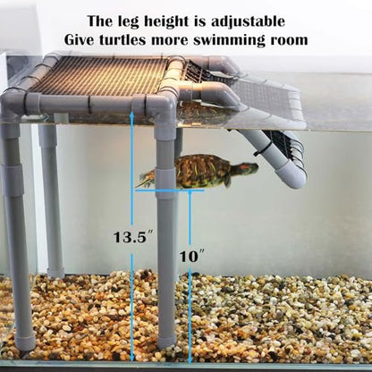 Large Turtle Basking Platform for Aquatic Turtles | Sturdy Standing Turtle Dock, Non-Slip Ramp, Fits 25/29/40/55 Gal, Gray/Black - size: Basking Platform 10.8" W × 7.7" D