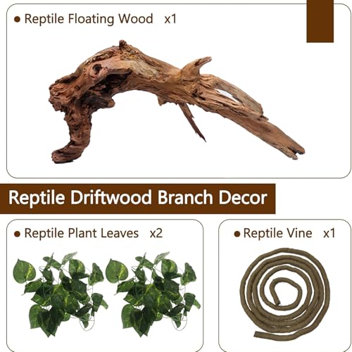 Hamiledyi Reptile Wood Branches 11.8" Length Snake Climbing Branch Lizard Habitat Natural Wood Decoration Bearded Dragon Climbing Accessories for Leapord Gecko