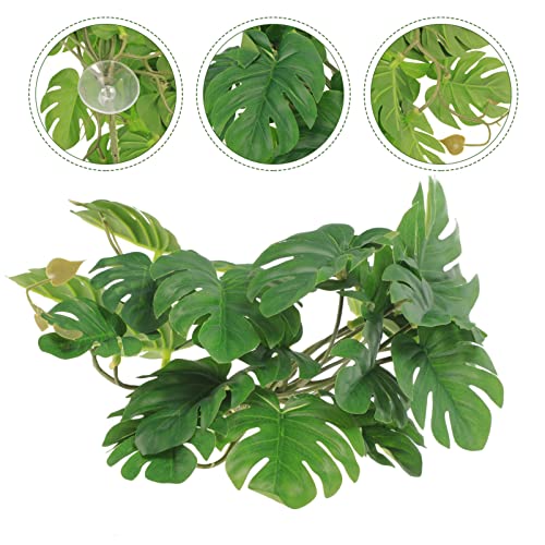 ULTECHNOVO Reptile Tank Plant Decor Lifelike Simulation Leaves for Reptile Box Aquarium Fish Tank Ornaments Leaf Design for Natural Habitat Aesthetic Easy to Install and Stable Water