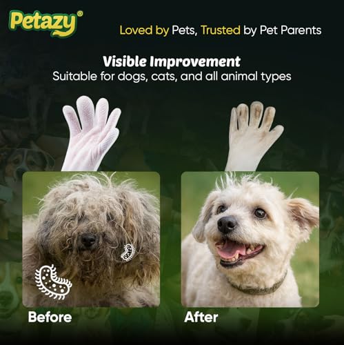 Pet Glove Wipes for Dogs & Cats – Hypoallergenic Thick Cleaning Gloves with Aloe & Coconut Oil for Paws, Face, Ears & Butt, Instant No Rinse Grooming Wipes to Deodorize and Hydrate, 2x25 Pack - color: 2x25 Glove Wipes