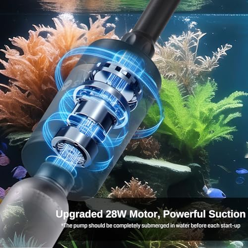 SainSmart XpertMatic Aquarium Gravel Cleaner, 528GPH/28W Powerful Fish Tank | Adjustable Water Flow Aquarium Cleaner Kit, Electric Gravel Vacuum for Sand Washing and Water Changing