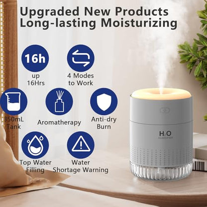 SZO Plant Humidifier Indoor, 500ml Grey with Colorful Lights | Small Humidifiers for Plants, Travel, Bedroom, Office Desktop, Baby Room - color: Grey