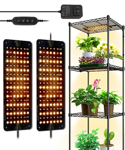 Barrina Grow Lights for Indoor Plants, 2 x 10W Ultra-Thin Grow Light Panel | Full Spectrum, with 3/6/12H Auto On/Off Timer for Hydroponics, Seedlings, Succulents, Vegetable, Flowers & More, 2 Packs - size: 2 Pack