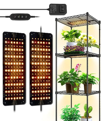 Barrina Grow Lights for Indoor Plants, 2 x 10W Ultra-Thin Grow Light Panel | Full Spectrum, with 3/6/12H Auto On/Off Timer for Hydroponics, Seedlings, Succulents, Vegetable, Flowers & More, 2 Packs - size: 2 Pack