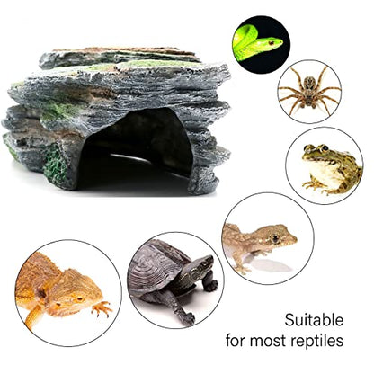 Reptile Resting Terrace Tortoise Climbing Platform Shale Scape Step Ledge, Reptile Cave Hideout Leopard Gecko Accessories Decorations, Great for Reptiles, Amphibians, Bearded Dragons, Lizard, Frogs - style: Medium-B-12*6*4