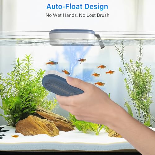 fishkeeper Aquarium Glass Cleaner, Double Side Algae Scraper with 2 Blades | Magnetic Aquarium Glass Cleaner with Self Floating, Glass Scrubber Brush for 0.2-0.7 Inch Thick Thick Glass & Acrylic Tanks