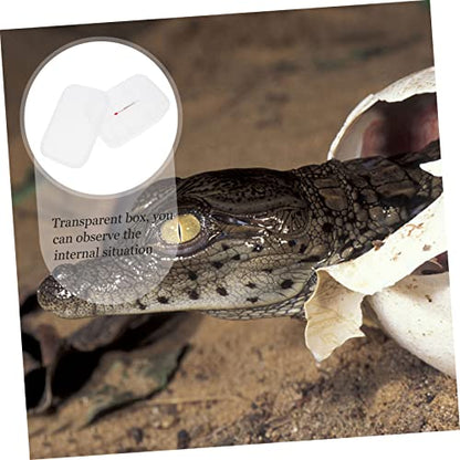 Reptile Hatching Box with Compartments Transparent Design for Easy Visibility Lightweight Incubation Tray for Lizards Snakes and Eggs Includes Temperature Gauge