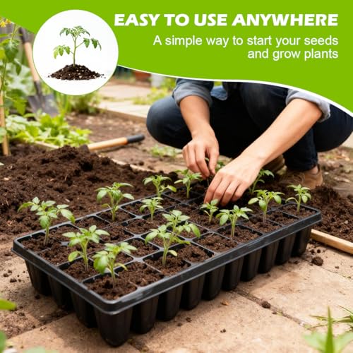 RooTrimmer 10 Pack 40 Cell Seed Starter Trays - Extra Deep 3.9" Plastic Nursery Trays, 20" x 10"，Fits Standard 1020 Flats, for Planting Seedlings, Propagation, Seed Germination and 1020 Flats Inserts - color: Black, size: 40 Cells-10P