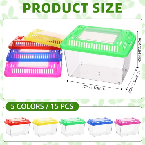 LemonRoad 25 Pcs Plastic Reptile Terrariums,Classic,5.1x3.5x3.5 Inch | Carrier Cage, Tarantula Enclosure Snake Breeding Box, Portable Fish Tank, with Ventilated Lid for Spider Turtle Lizard - color: Classic, size: 5.1x3.5x3.5 Inch