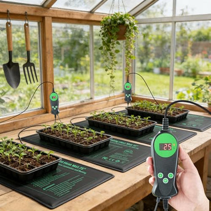 Bestio Seedling Heat Mat with Thermostat Combo Set,10 x 20.75in UL & MET-Certified Plant Heating Mat for Seed Starting,Hydroponic Plant,Heat Mat for Plants for Gardening,Greenhouse - size: Suits -1 Pack