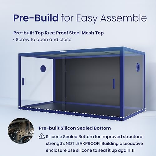 120 Gallon Reptile Tank for Bearded Dragon, Snake, Adult Reptile | Optimal Ventilation & Light Penetration by Rust Proof Mesh Top, Easy Assembly within 6 Steps with Clear Instruction - color: Dart Blue, size: 120 Gallon