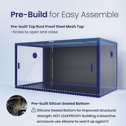 120 Gallon Reptile Tank for Bearded Dragon, Snake, Adult Reptile | Optimal Ventilation & Light Penetration by Rust Proof Mesh Top, Easy Assembly within 6 Steps with Clear Instruction - color: Dart Blue, size: 120 Gallon