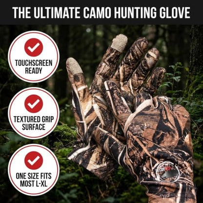 Men’s Camo Touchscreen Hunting Gloves – Lightweight, Thin, High-Performance Hunting Gear – L/XL