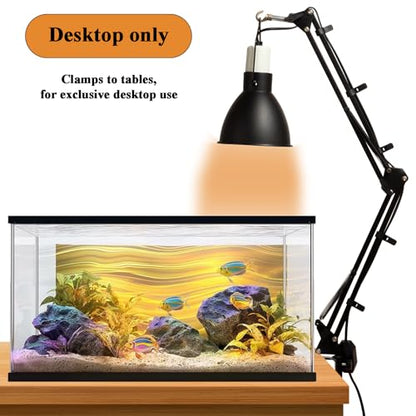 Reptile Lamp Stand,Adjustable Floor Lamp Stand, for Glass Container Metal Lighting Lamp Holder, Heating Floor Lamp Stand for Reptiles（Table Clamp Stand）