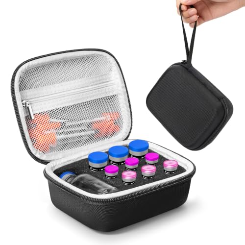 Peptide Storage Case & Insulin Vial Case for Fridge, Medicine Vial Holder, 10 Slots Holder: 9 for 1ml,3ml,5ml,10ml Vials, 1 Dedicated Slot for 30ml Vial, Portable Diabetic Supplies Organizer, Black