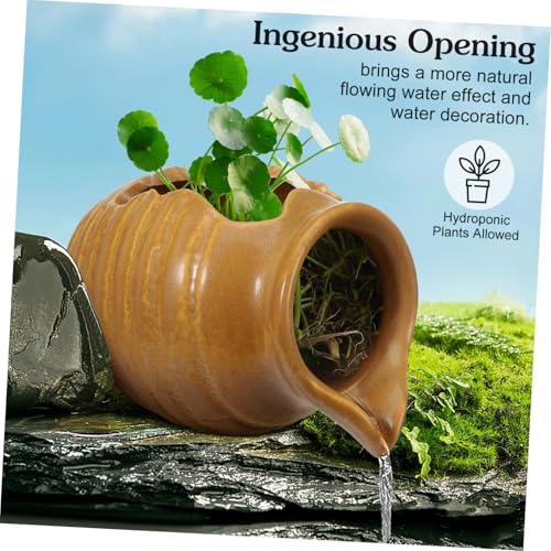 YARNOW Ceramic Jar Fountain Pump Terrarium Waterfall Decor Outdoor Courtyard Jar