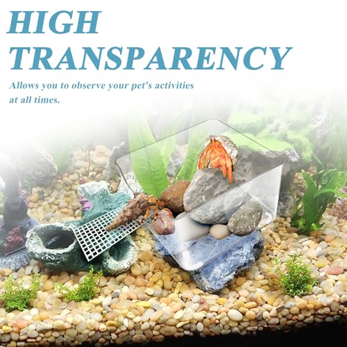 2 Pack Hermit Crab Water Tank, Cage Accessories With Climbing Ramp, Aquarium Salt Water Pool for Small or Medium Habitat Home Transparent - size: Small