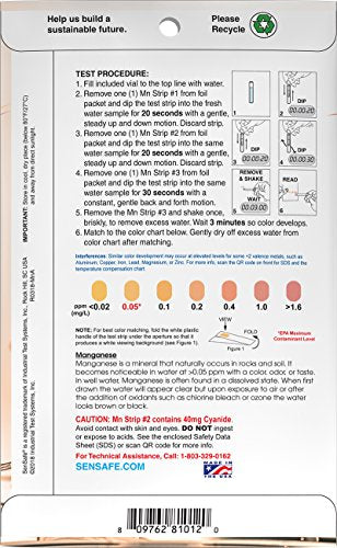 Industrial Test Systems 481012 Sensafe Manganese Water Test Strip Kit 12 Tests
