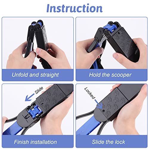 Non-Breakable Pooper Scooper for Dogs and Cats with Long Handle High Strength Material and Durable Spring for Easy Grass and Gravel Pick Up - color: Dark Blue
