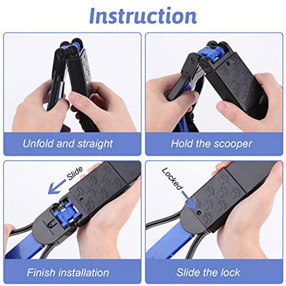 Non-Breakable Pooper Scooper for Dogs and Cats with Long Handle High Strength Material and Durable Spring for Easy Grass and Gravel Pick Up - color: Dark Blue