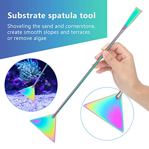 Catcan 4 in 1 Quarium Aquascape Tools Kits, Fish Tank Plant Tools Tweezers | Anti-Rust Stainless Steel, Aquatic Plant Aquascaping Tweezers, Scissors, Spatula for Aquarium Tank Cleaning - color: Multicolor